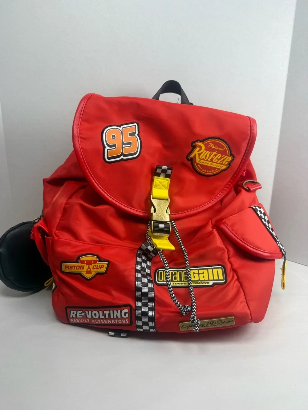 Disney Pixar Cars Lightning McQueen Patches Full-Size Backpack with Coin Purse